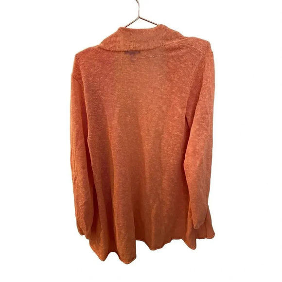 Eileen Fisher Orange Long Sleeve Open Front Cardigan Sweaters Size Large - Picture 4 of 5